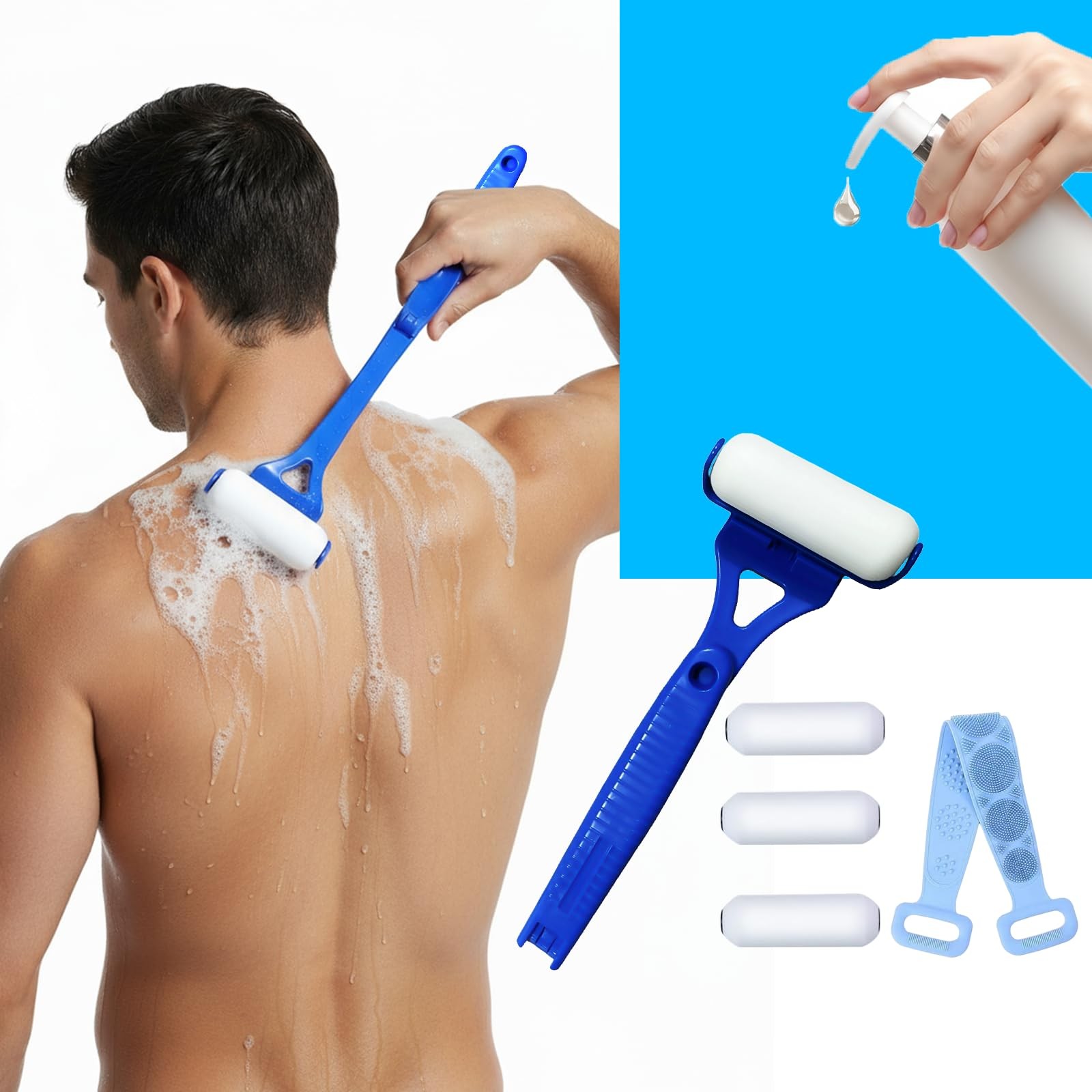 Lotion Applicator for Back & Body, Sunscreen One size fits all, Blue
