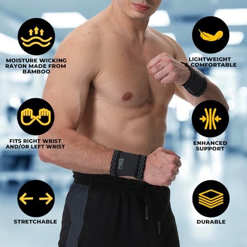 Wrist Band - Light, Elastic, Men, Women, Right or Left Small (1 Pair) Black