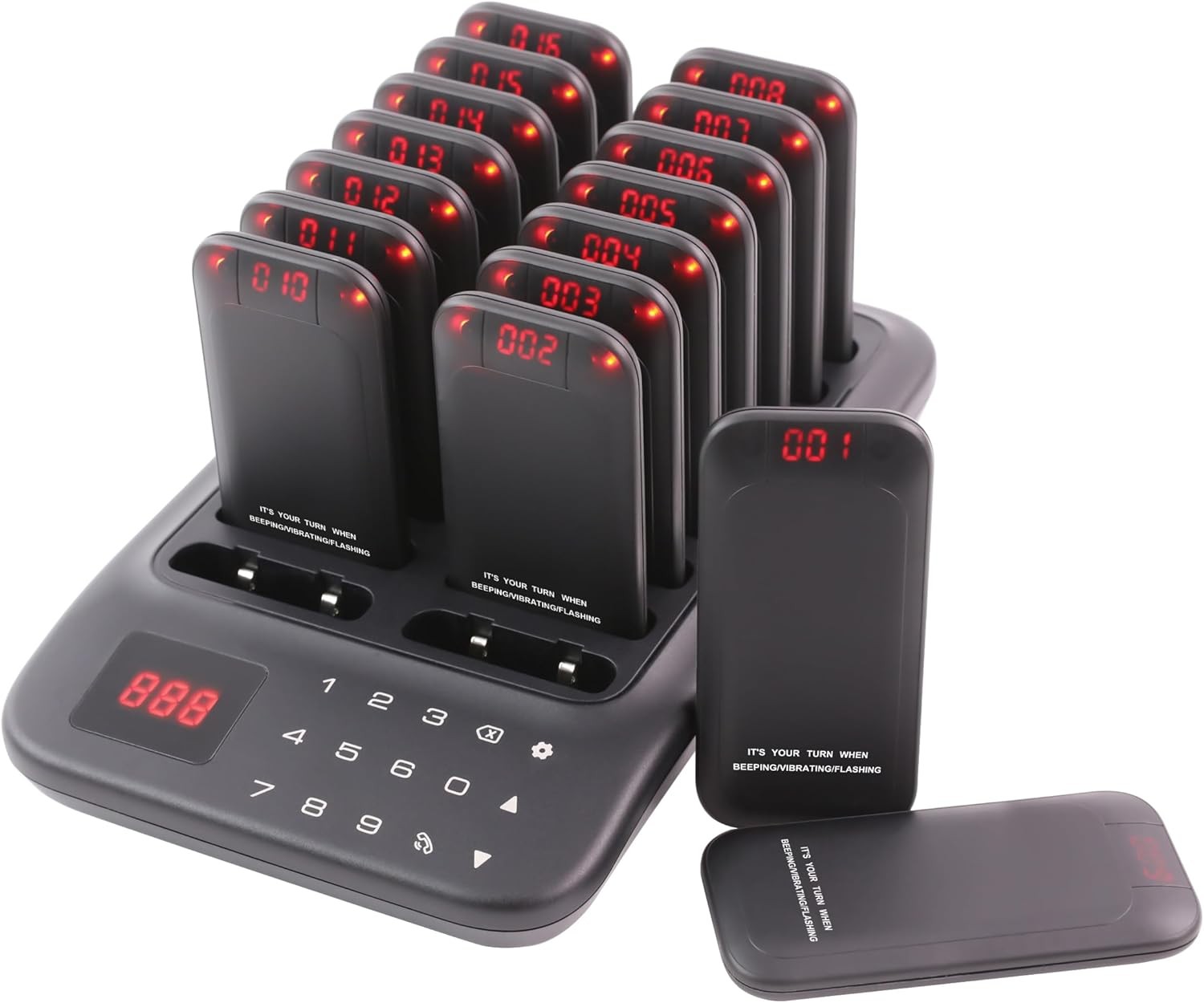 Restaurant Pager System 16 LED Beepers Wireless Calling Queue System