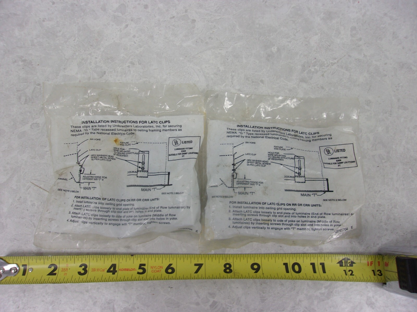 (LOT OF 2) LITHONIA LIGHTING U263704 E LATC CLIPS, 0550C