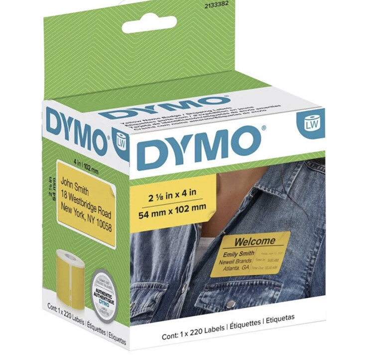 NEW Dymo 2133382 LabelWriter Name Badge Labels - 2 1/8" Height x 4" Width