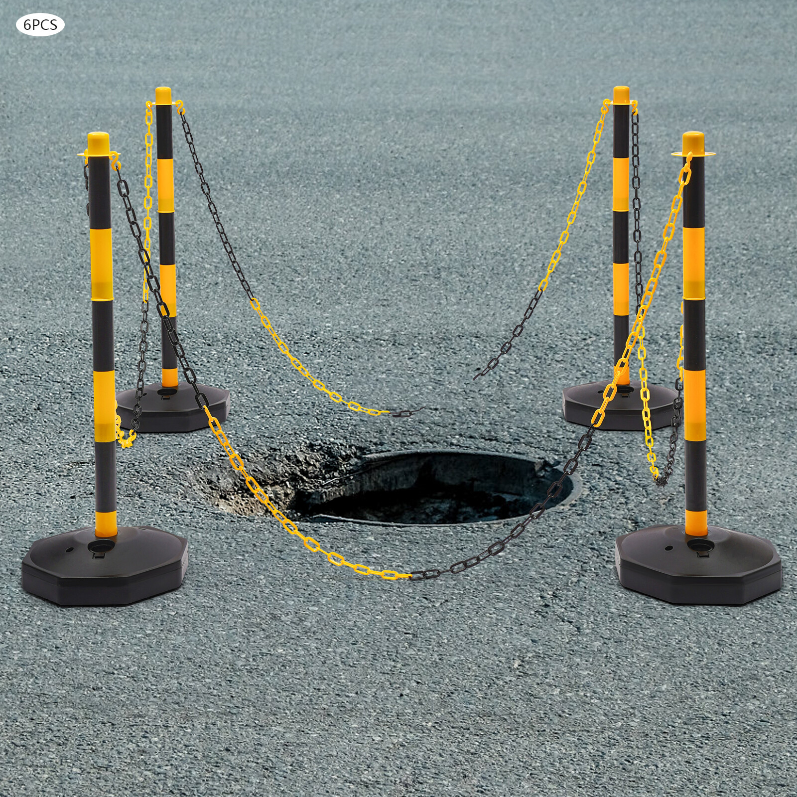 Traffic Delineator Post Cone Plastic Stanchion Post Set Crowd Control Stands