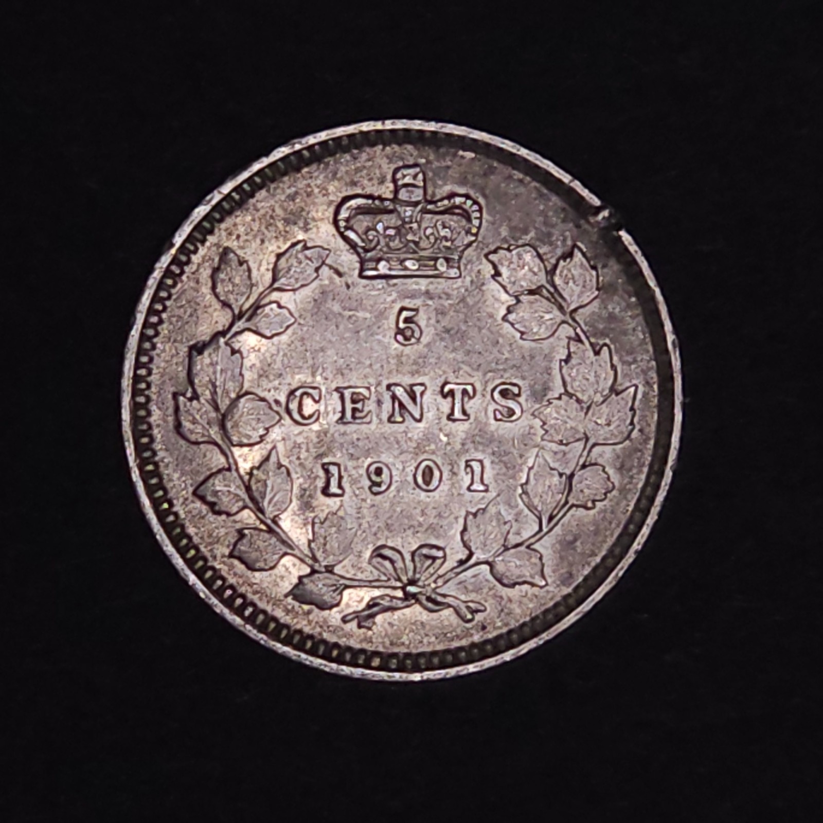 1901 - HIGH GRADE - Canada 5 five cents SILVER - LOW COMBINED SHIP - C5-383