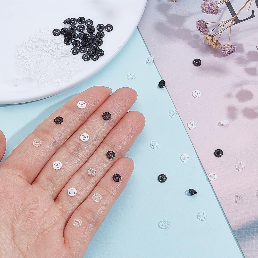 FREEBLOSS 60 Sets 4mm Tiny Snap Closures Buttons with 4mm, Multicolor