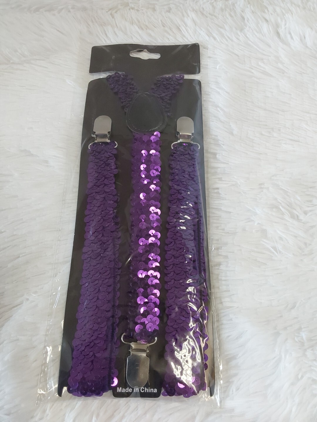 Jacobson Hat Purple Sequins (Mardi Gras) Stretchable Suspenders OSFM! BNWT