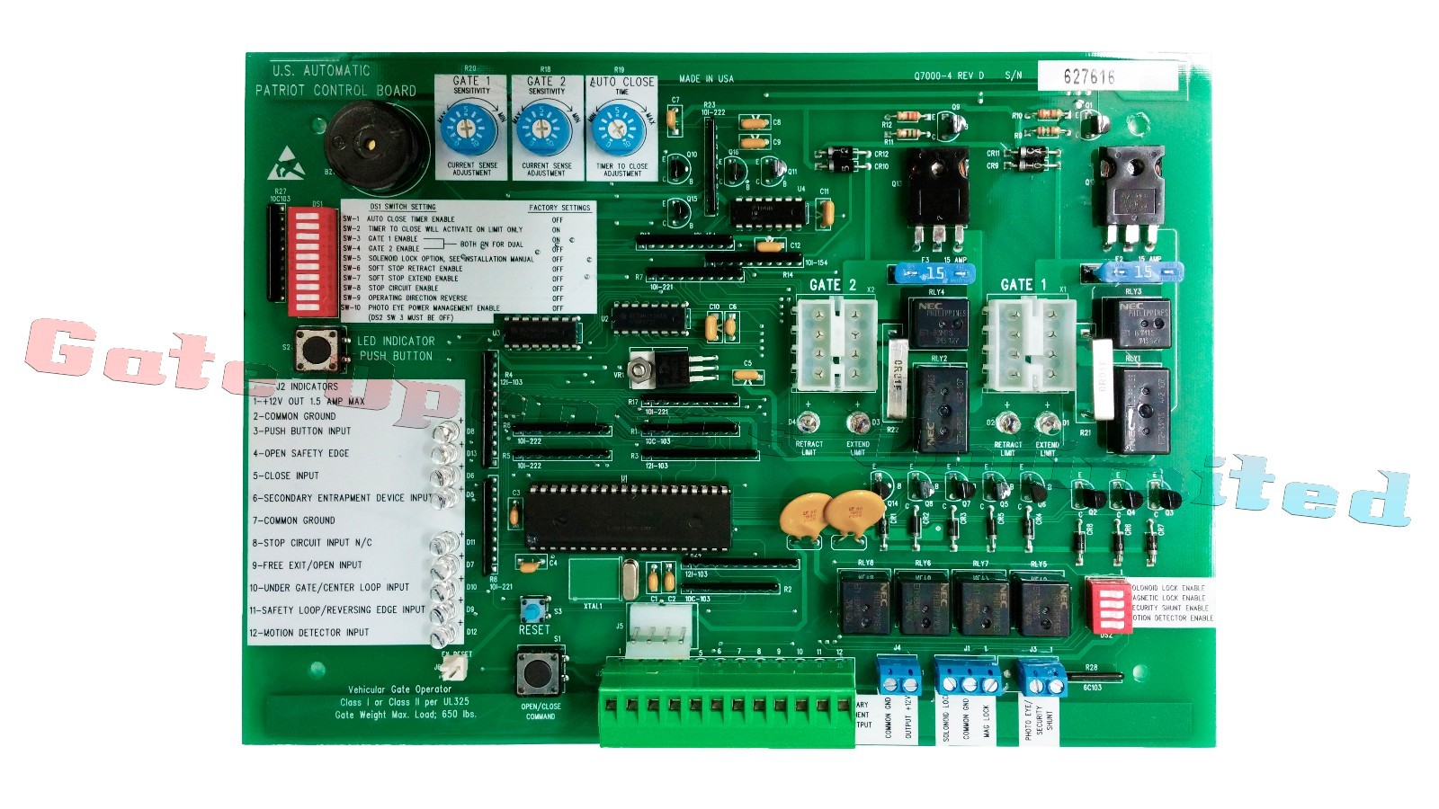 US Automatic Patriot Control Board Gate Operator Q7000 - Circuit Board 500001