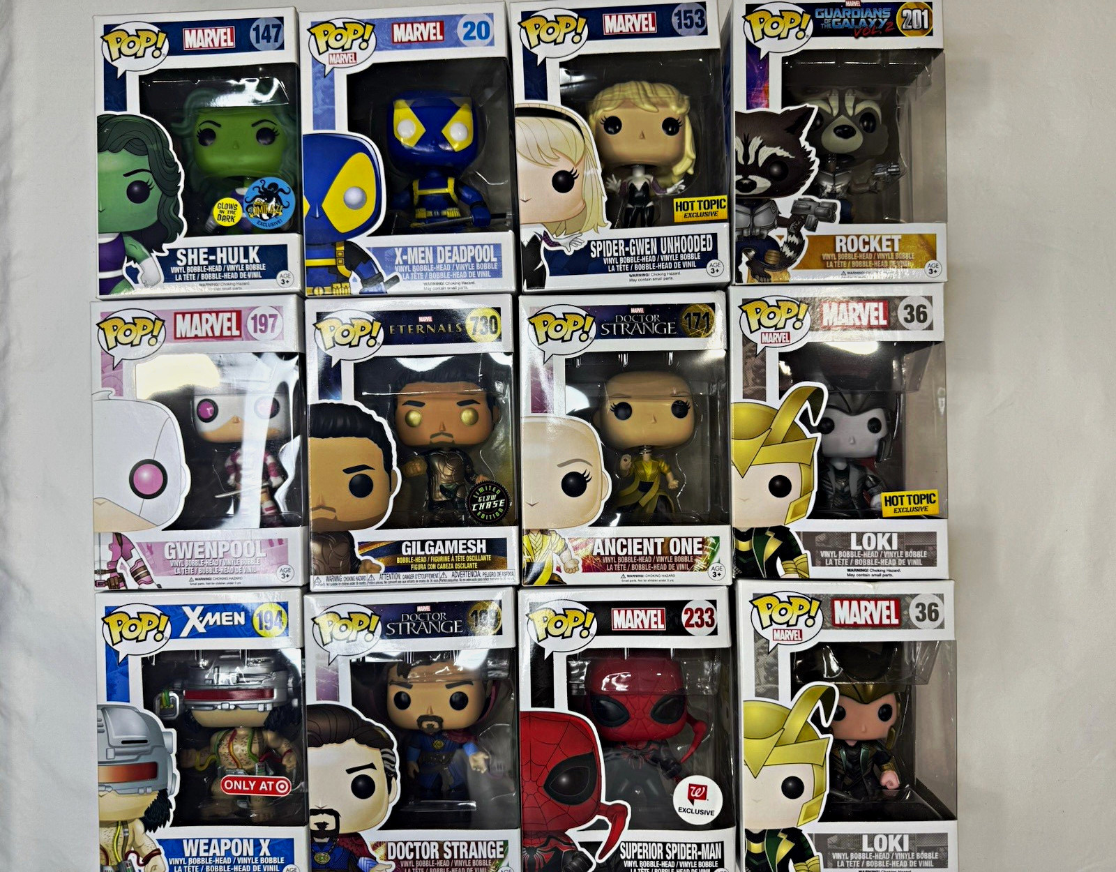 Funko Pop! Lot of 12 MARVEL Characters Vinyl Figures Mixed Lot w/Exclusives