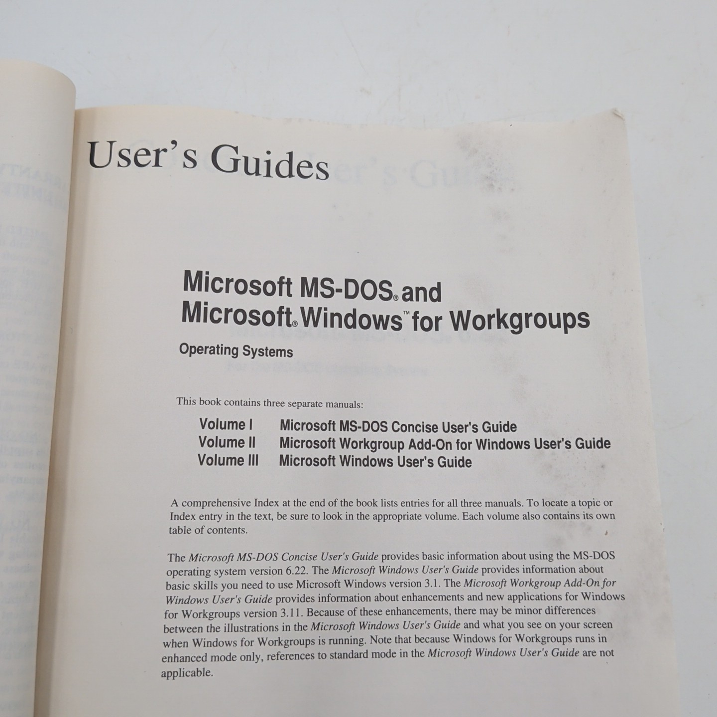 Microsoft Windows For Workgroups 3.11 & MS-DOS 6.22 User Guide NO SOFTWARE INC.
