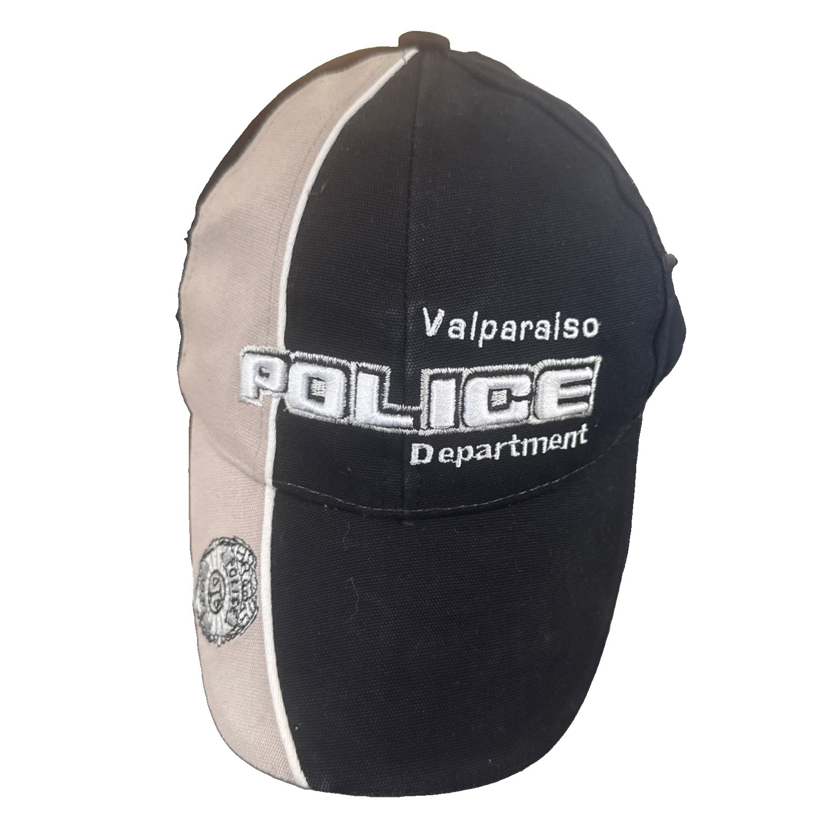 Valparaiso Police Dept Black White Silver Hat Cap Hook Loop Hero 24/7 Cotton
