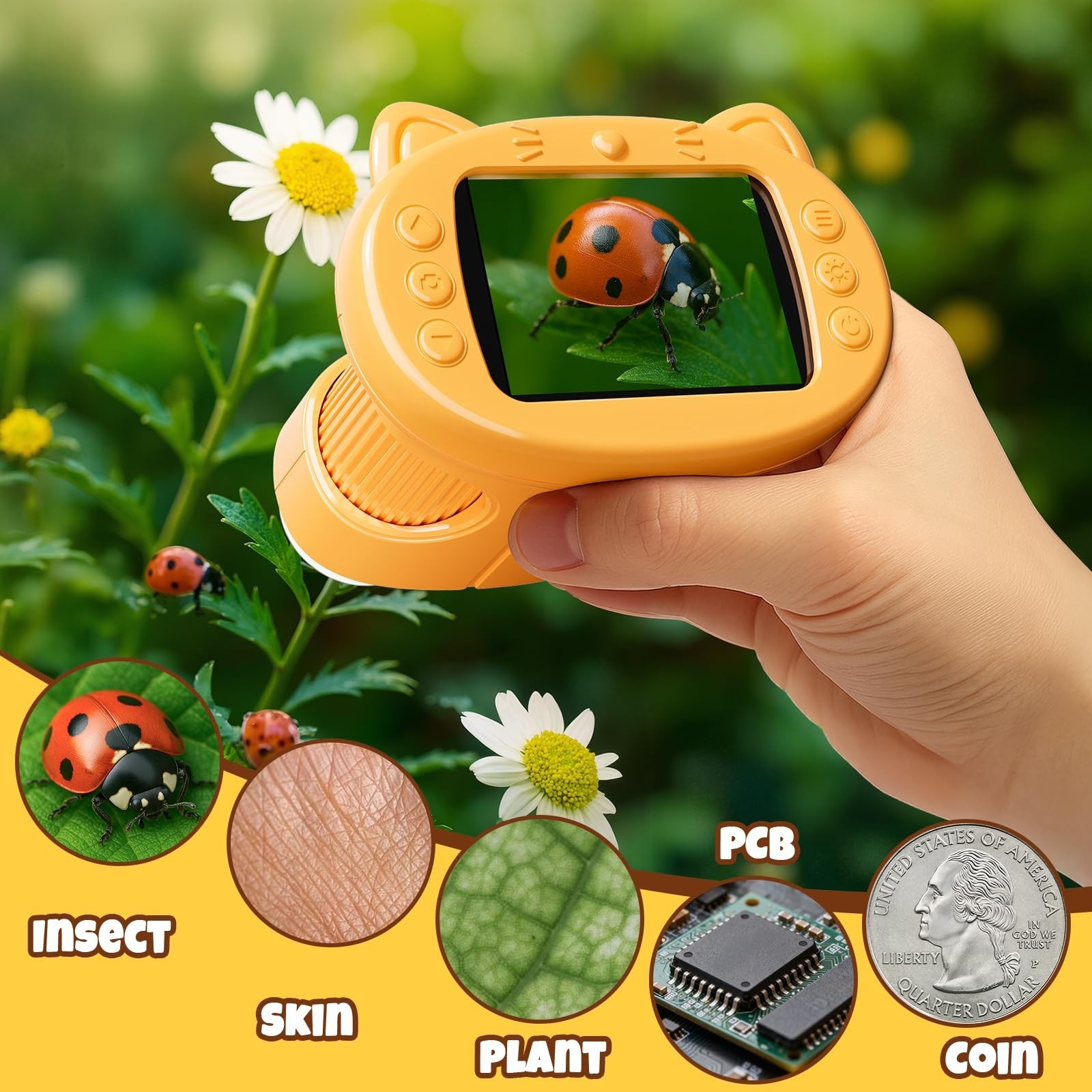 Handheld Digital Mini Microscope for Kids: 1000X 4K 2.4" Microscopes Toys |...