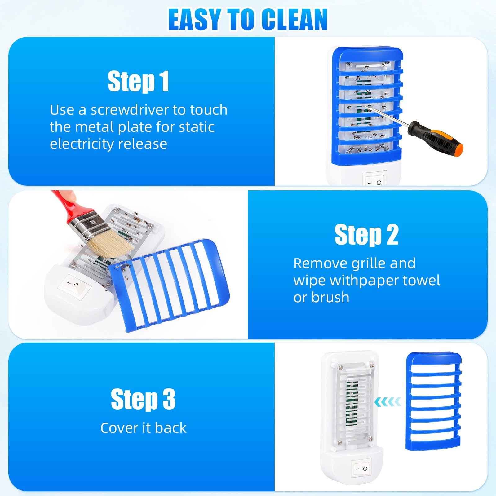 4 Dark Blue Rectangular Lamps: Efficient Mosquito-Killing Solutions