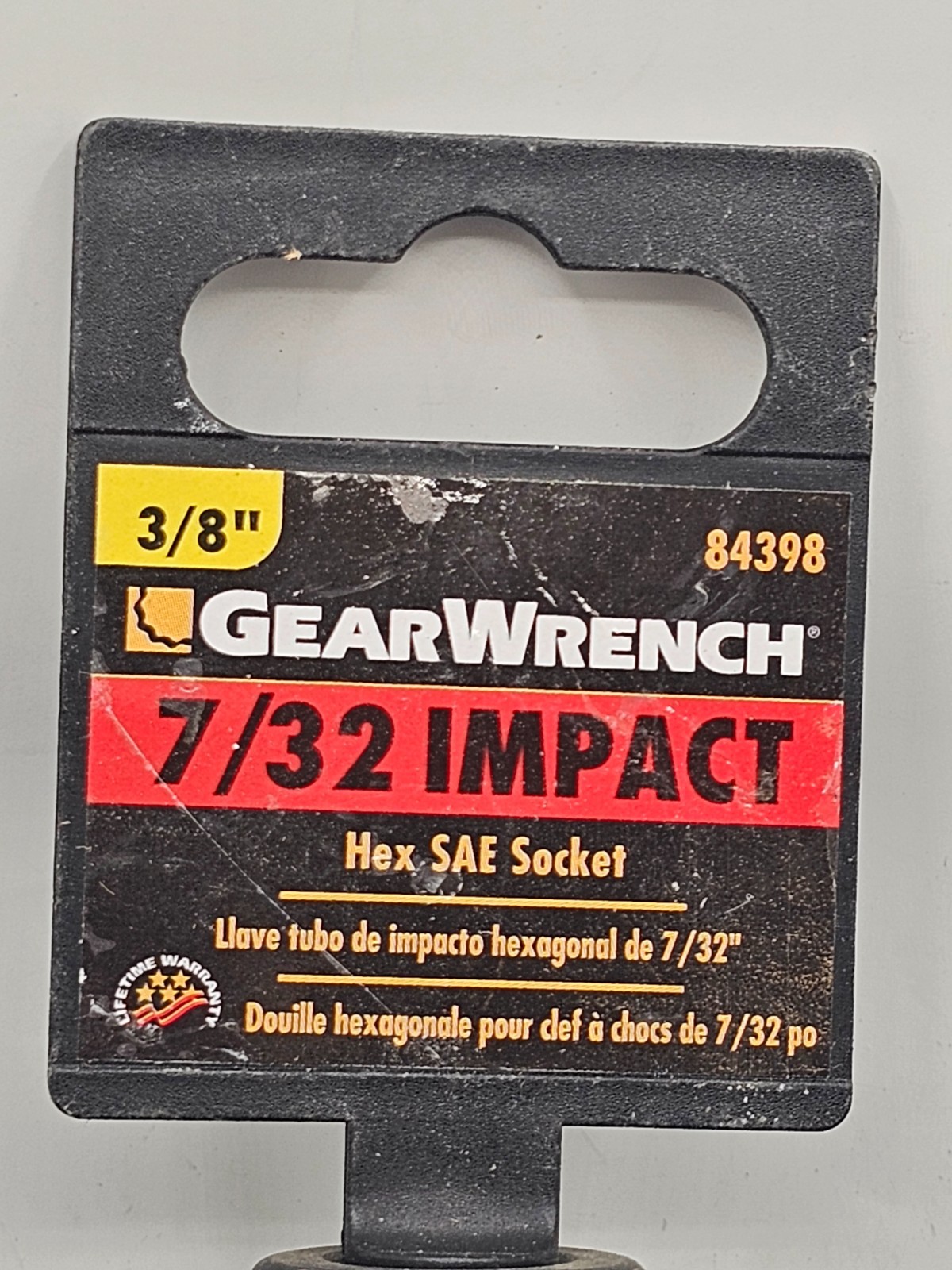 Gearwrench 84398 3/8 Drive Impact Hex Bit SAE Socket 7/32"
