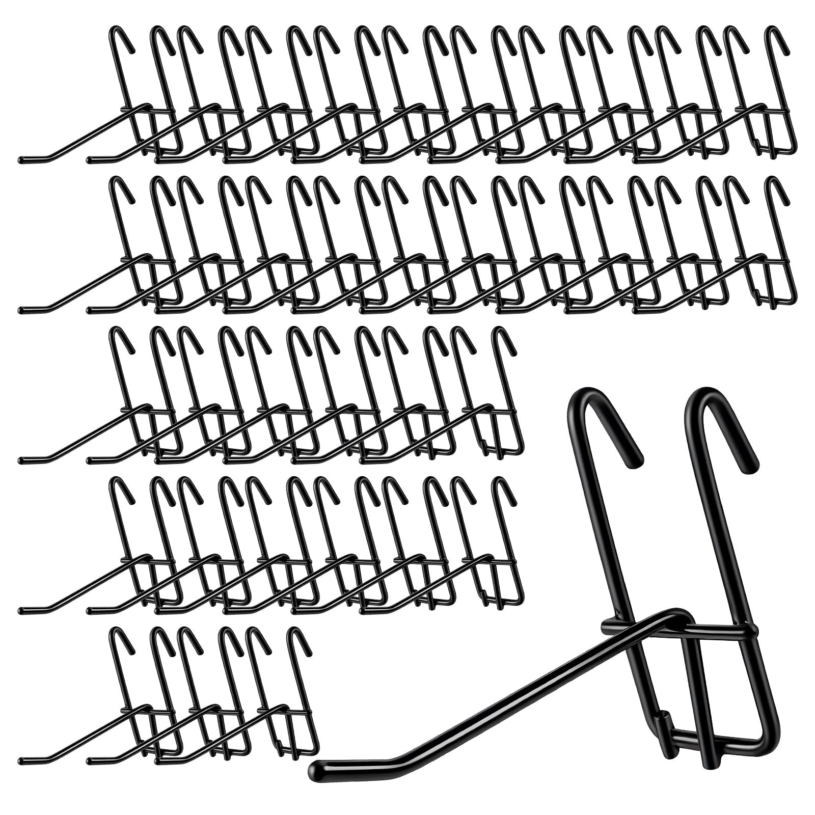 100 PCS 4 Inch Grid Wall Hooks Heavy Duty Garage Mount Organizers Hanger Black