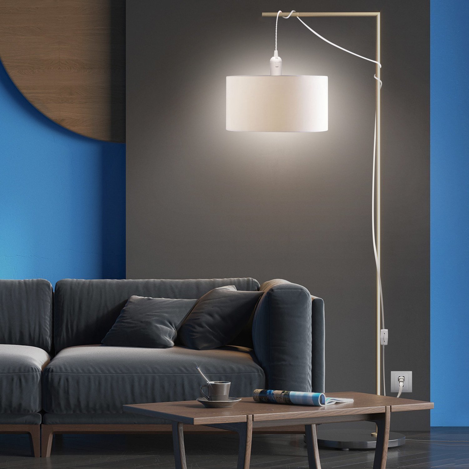 12ft Pendant Light Socket Hanging Extension Cord with E12 C7 Candelabra Socket