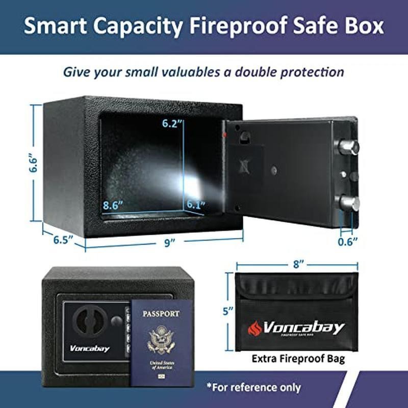 Fireproof Safe Box W/ Sensor Light Digital Keypad Security Lock Waterproof New