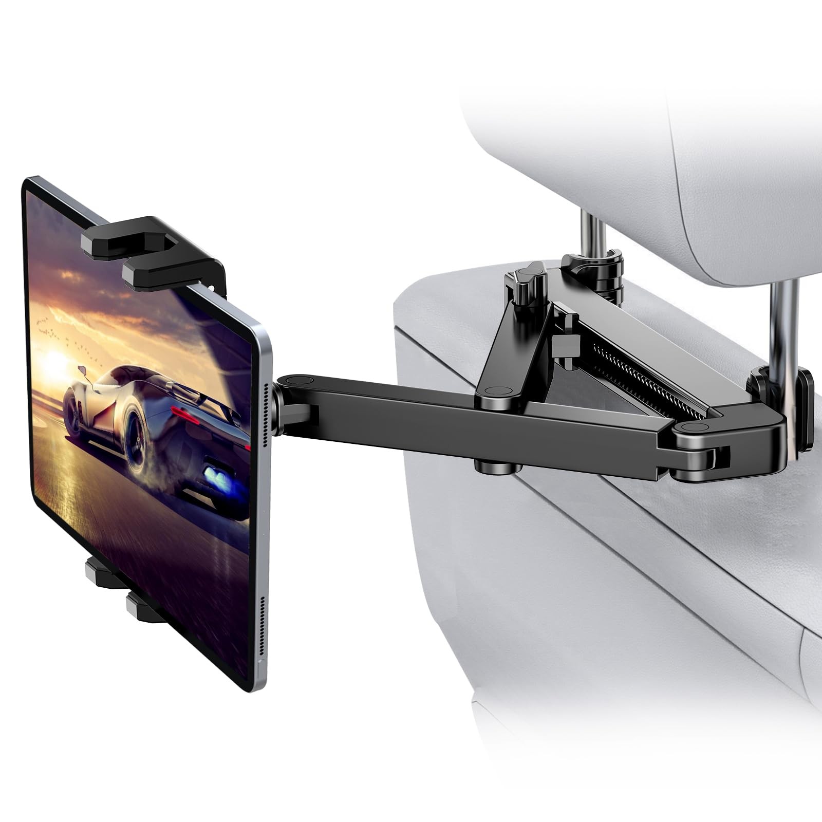 Car Headrest Tablet Holder [3 in 1 4.7"-14.6" Tablets & Phones, Black