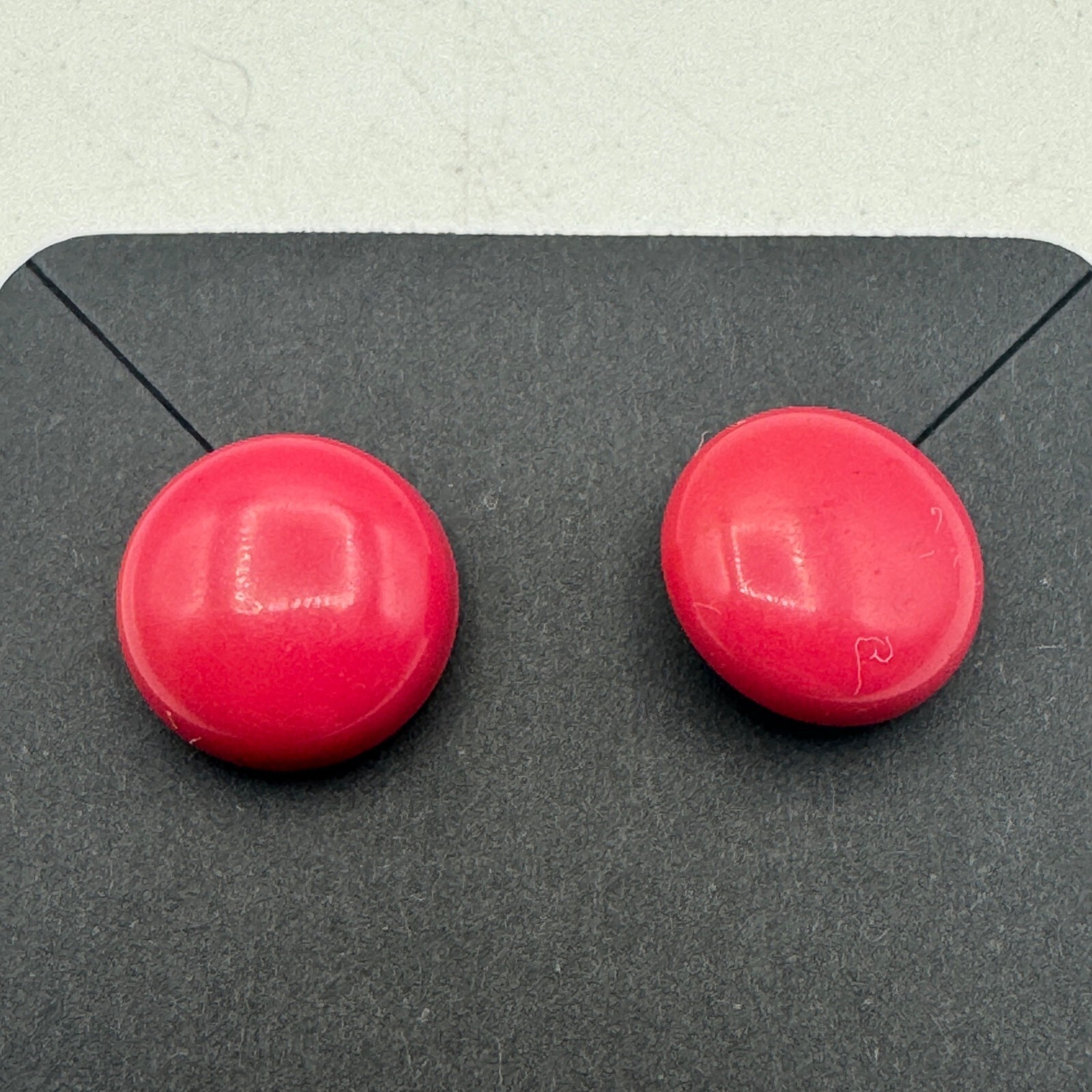 Vintage Round Pinkish Red Stud Earrings