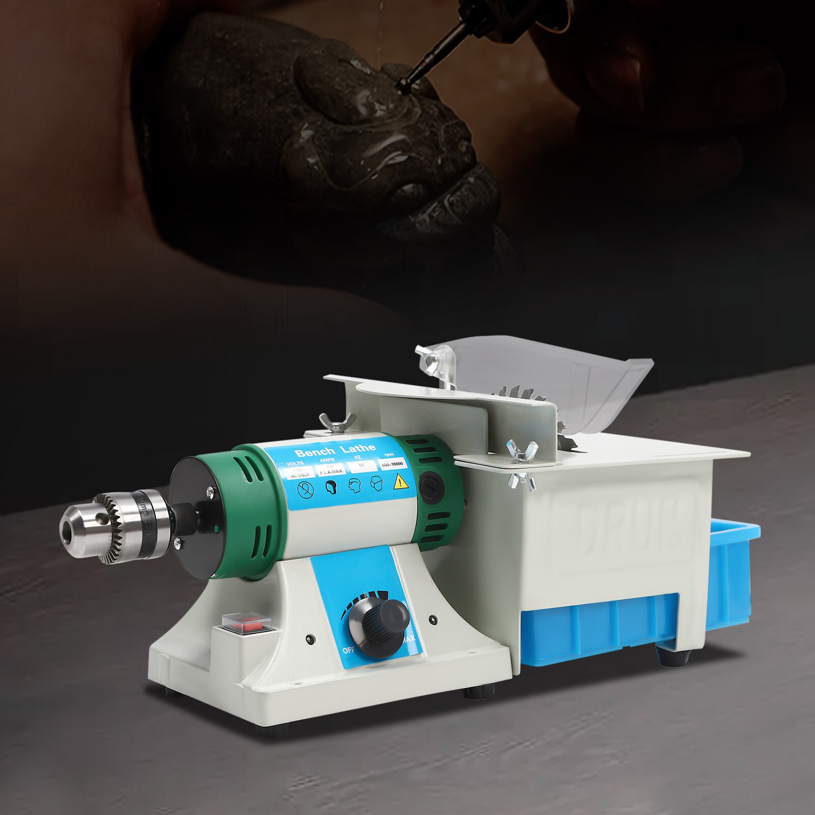 750W Multifunctional Bench Grinder, 110V Rock Polisher, 5-in-1 Bench Grinder Kit