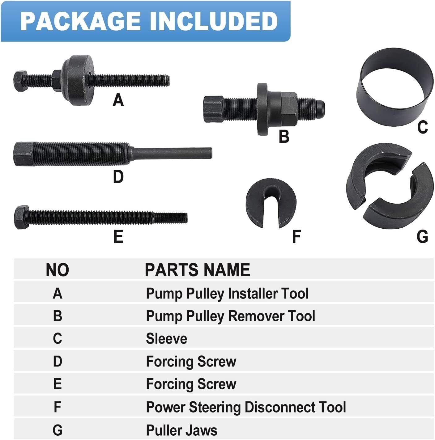 Power Steering Pump Pulley Puller Remover Installer Removal Tool Kit for GM Ford