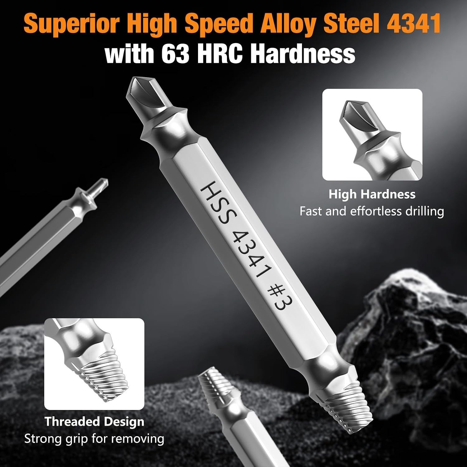 Compact 6 PCS Extractor Tool Set - High-Speed Steel Remover for Damaged Screws