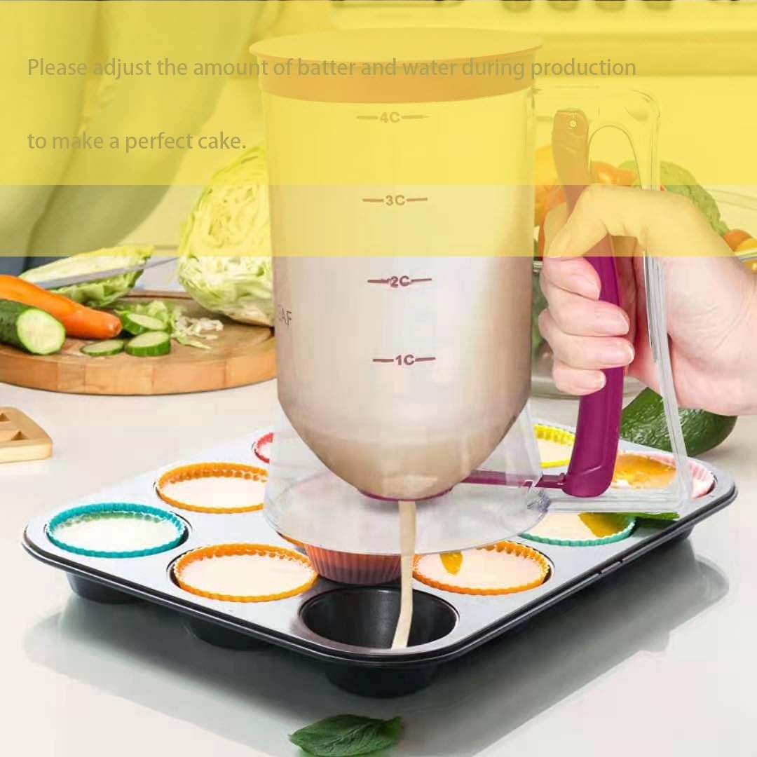 Baking Batter Measuring Cup, Cream Separator with Dispenser Handle, Purple