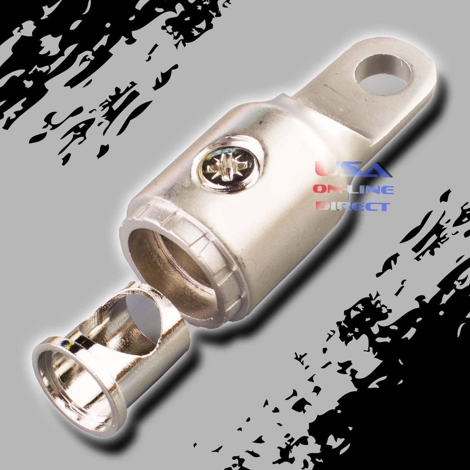 Platinum Plated 0/2 AWG Gauge Ring Terminal w/ Adapters Audio 12v Battery Marine