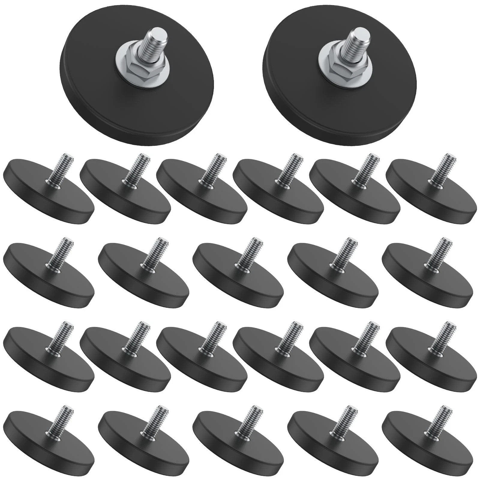 24 Pack Rubber Coated Magnets M6 Rock Light Magnets 1.69 Inch Mounting Magnet...