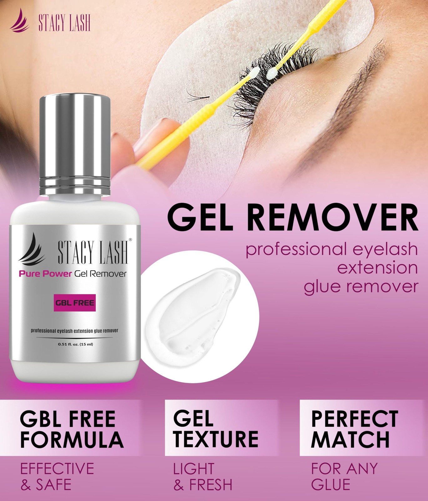 STACY LASH Eyelash Extension Remover (0.51 fl.oz / 15 ml) / Transparent