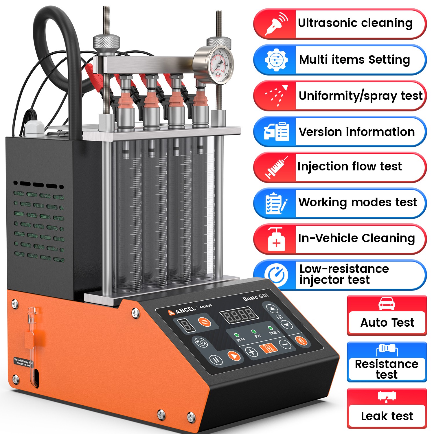 GDI EFI TSL Ultrasonic Cleaning Machine Fuel Injector Cleaner Tester Flow Test