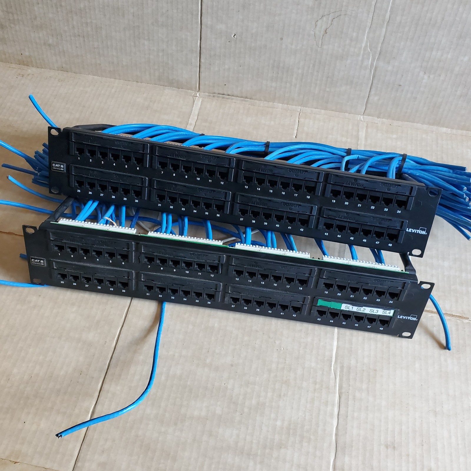 48-Port eXtreme Cat 6+ Flat 110-Style 2RU Patch Panel with Cable Management Bar