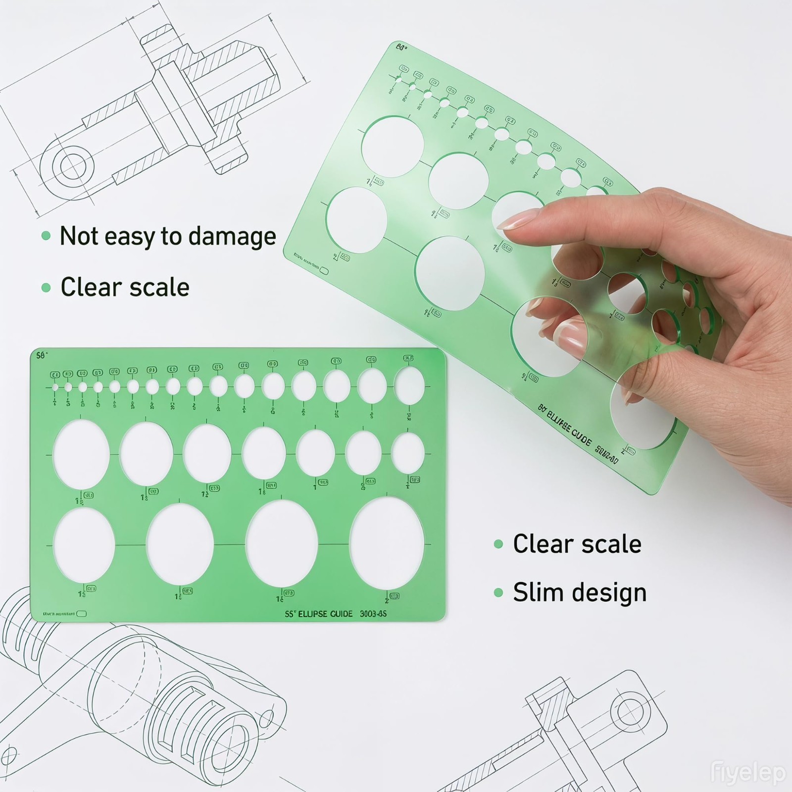 15 PCS Circle & Oval Template Set - Plastic Measuring Tools for Drafting, Storag