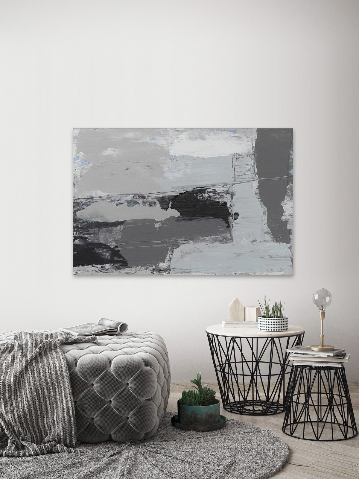 Marmont Hill Grey Horizon Painting Print on Wrapped Canvas 45x30