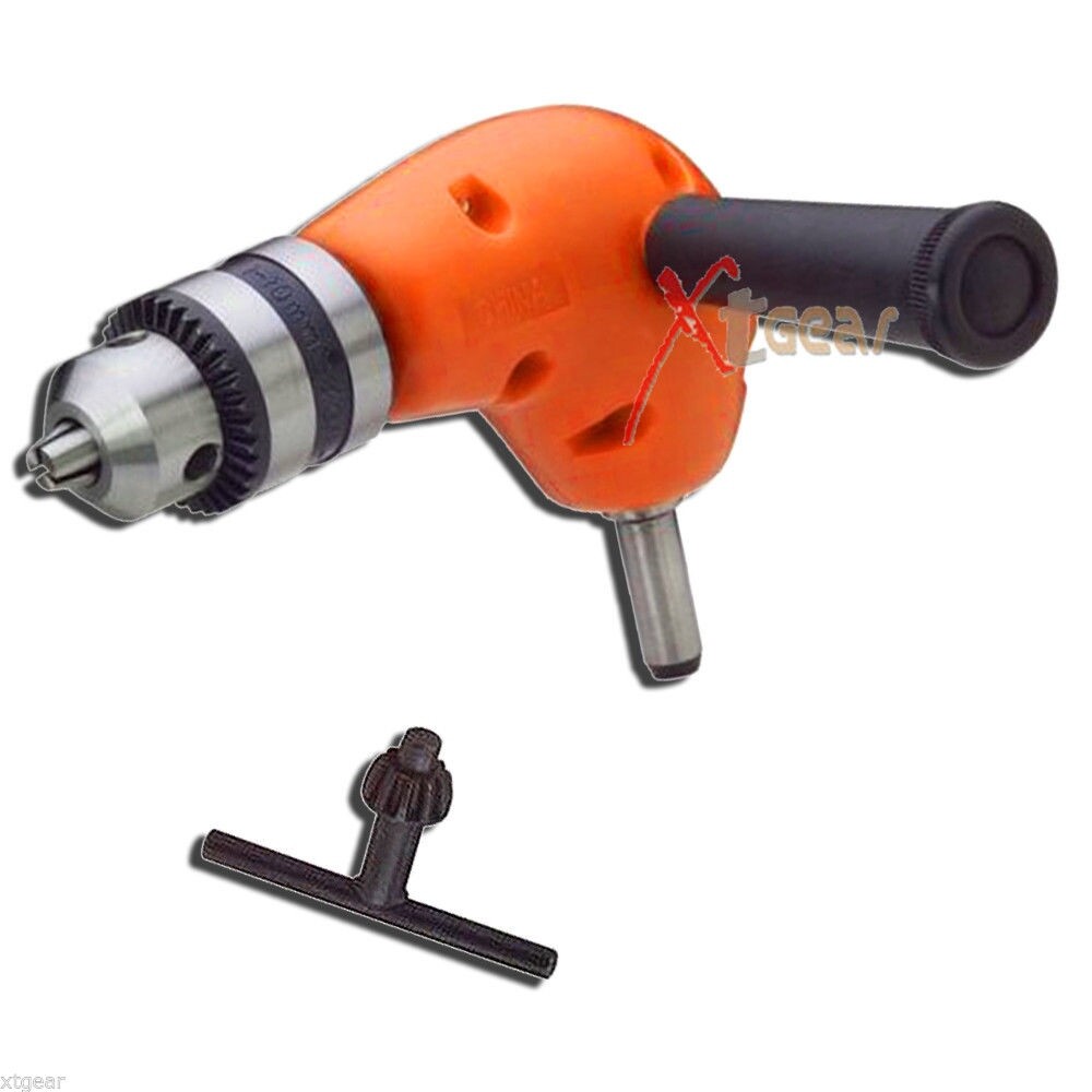 90 DEGREE RIGHT ANGLE HAND OR POWER DRILL ADAPTOR METAL GEAR 3/8" CHUCK NIB
