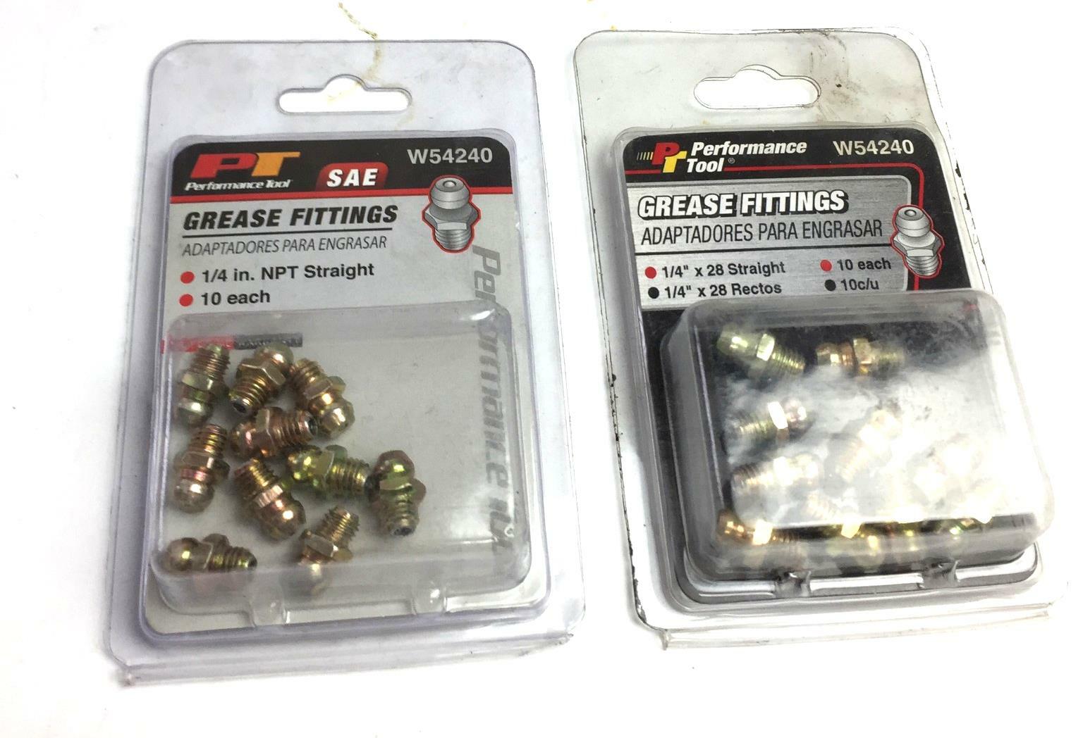 Performance Tool W54240 GREASE FITTING 10PK 1/4" x 28 Straight (lot of 2) NOS