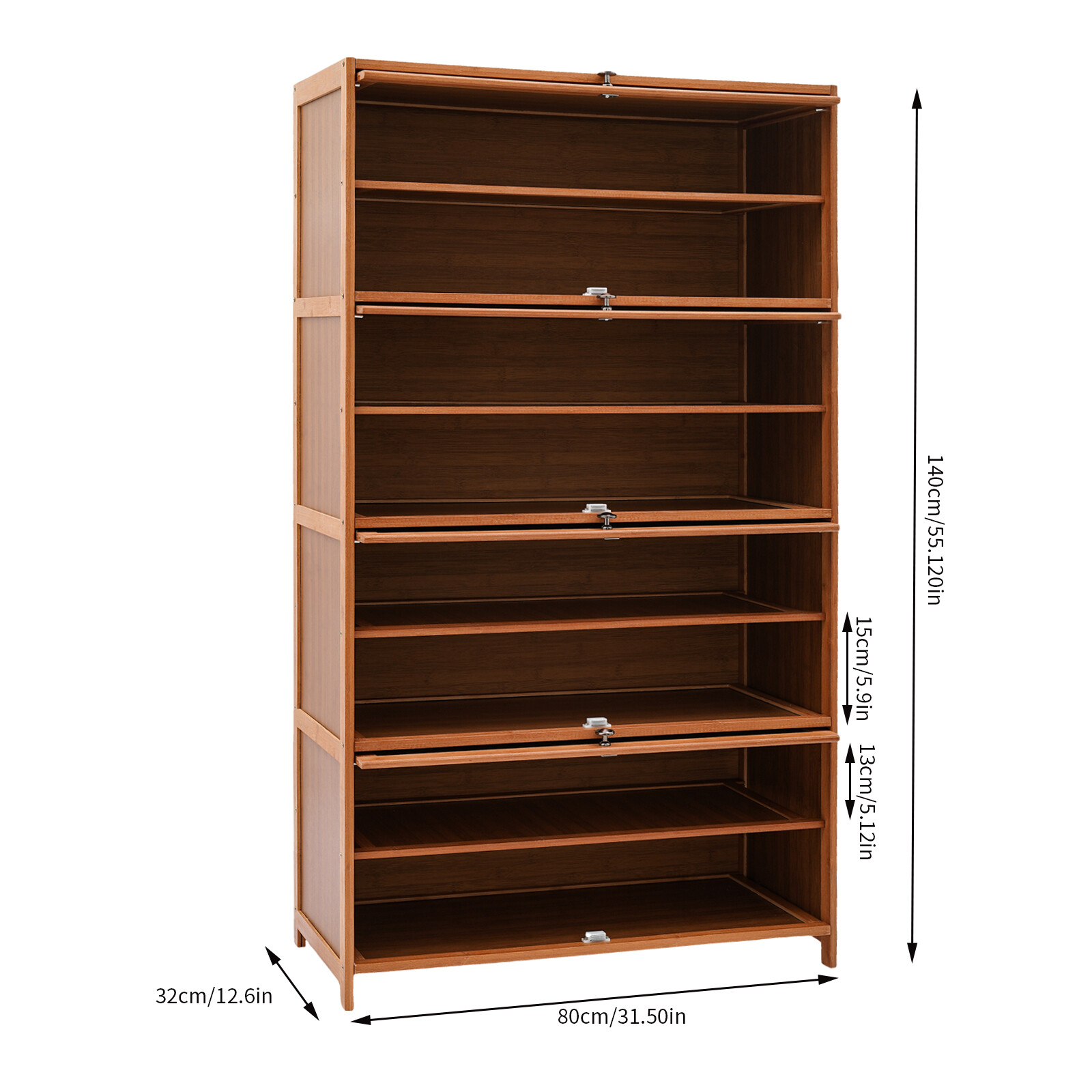 9-Tier Bamboo Shoe Rack Cabinet Shoe Cabinet With Flip Door For Storing Shoe New