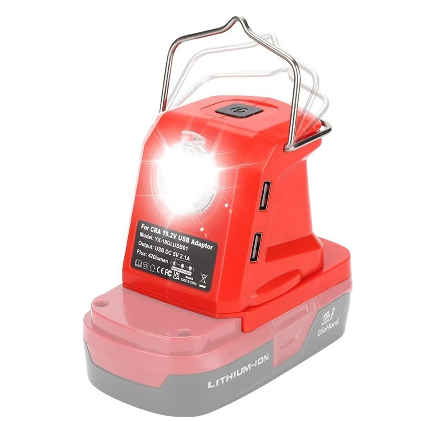 Dual USB Port Battery Adapter Charger For Craftsman Ni-CD Battery w/ LED