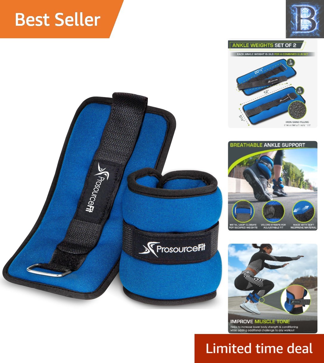 Lightweight Adjustable Ankle Weights Set of 2 - Ideal for Fitness Training 3 lb