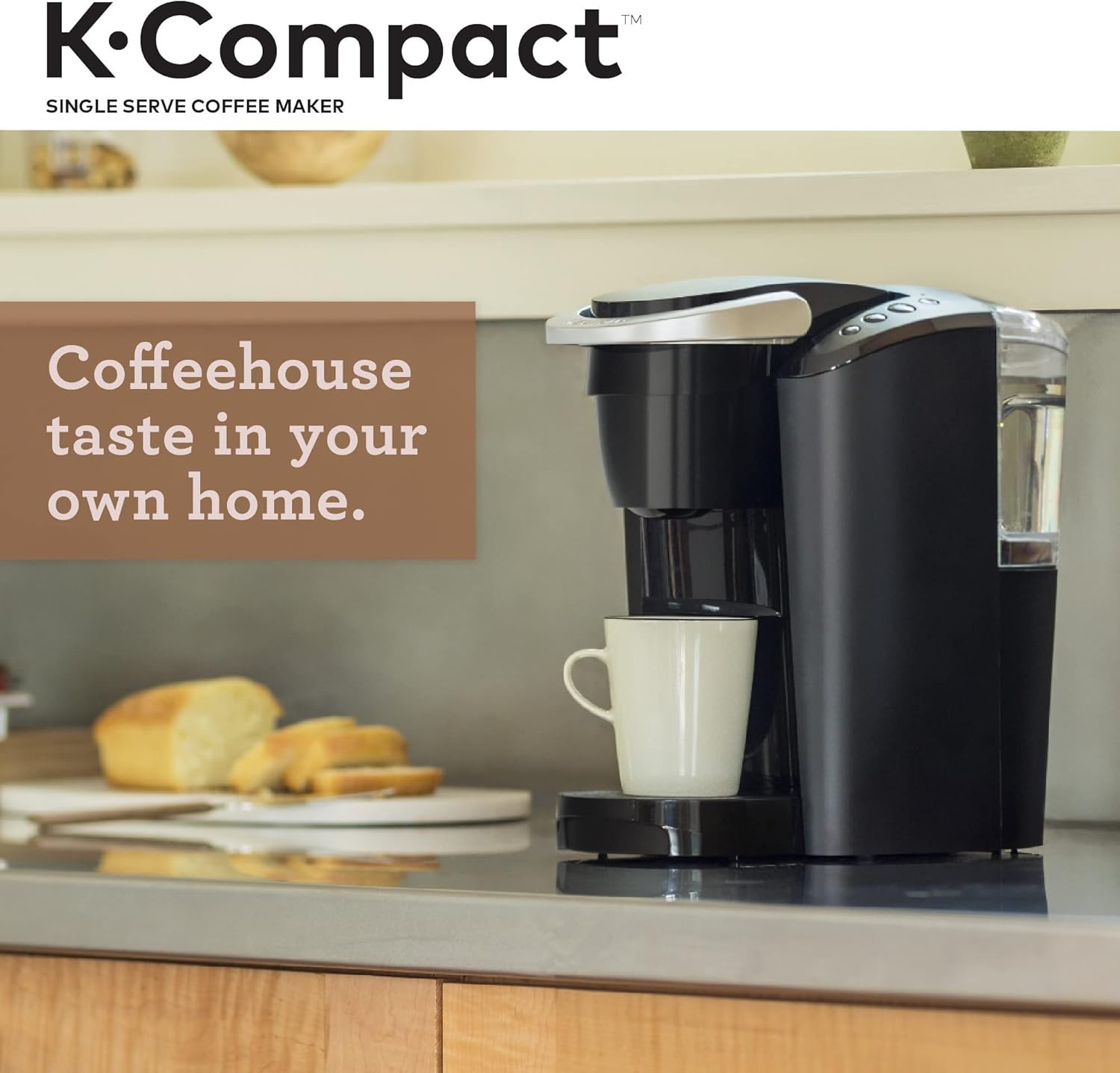 K-Compact Single-Serve K-Cup Pod Coffee Maker, with 3 Brew Sizes, Smart Start Fe