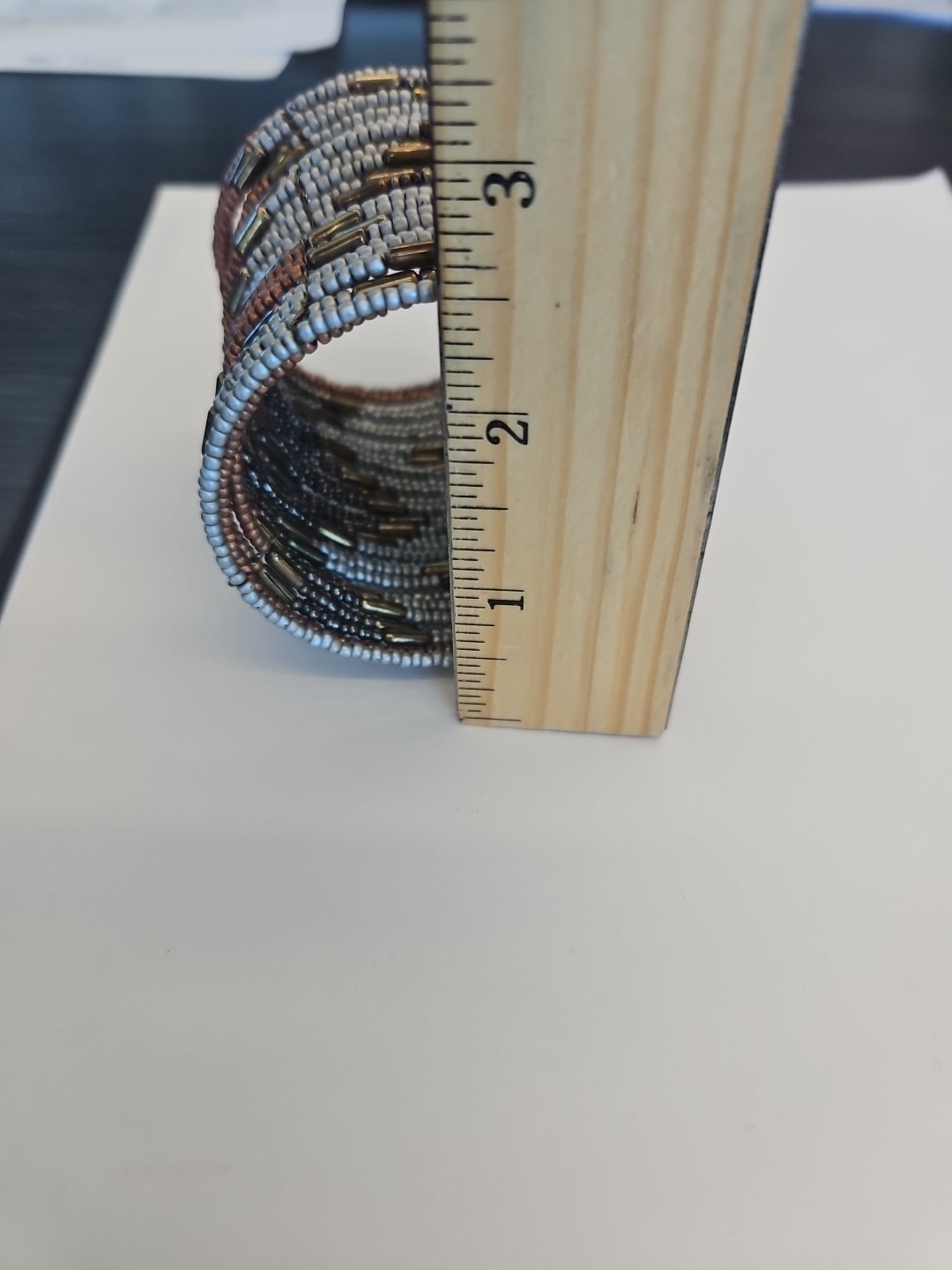 Woven Wire Bead Cuff Bracelet Earthtone Colors