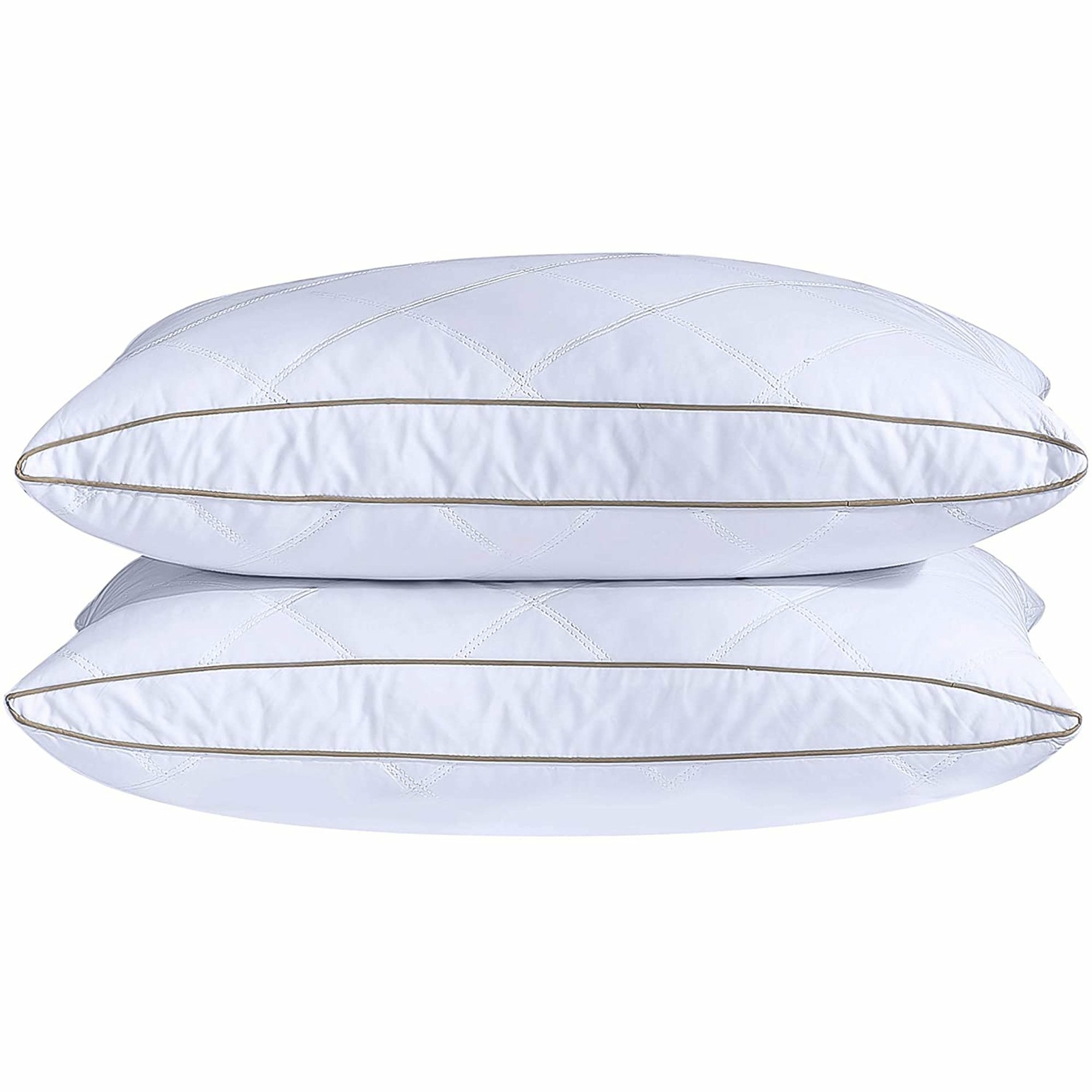 2PCS Medium Firm Feather Pillows for Sleeping Oval Gusseted Down Pillows