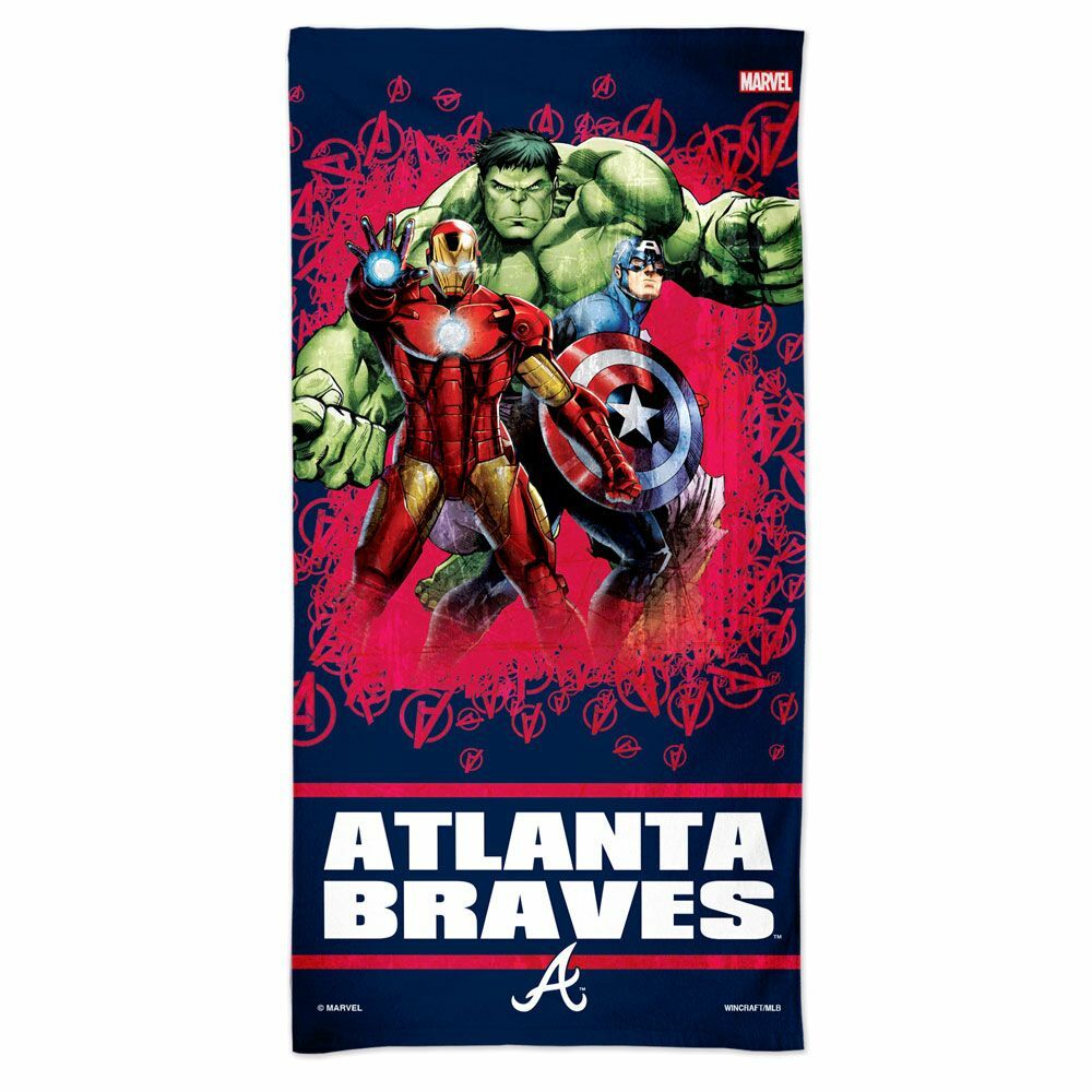 ATLANTA BRAVES IRON MAN HULK CAPTAIN AMERICA 30"X60" BEACH TOWEL WINCRAFT 😎