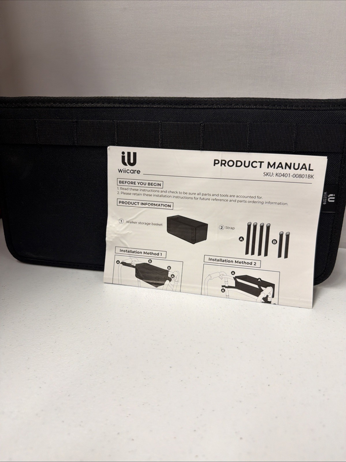 Wiicare Walker Tote Bag Folding Walker Attachment Storage Basket