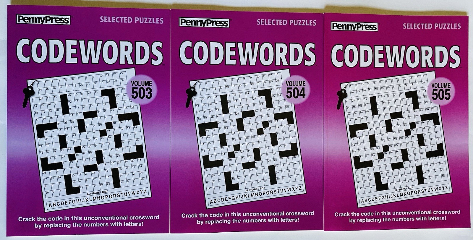 Lot of 3 CODEWORDS Penny Press Selected Dell Variety Crossword like Puzzles