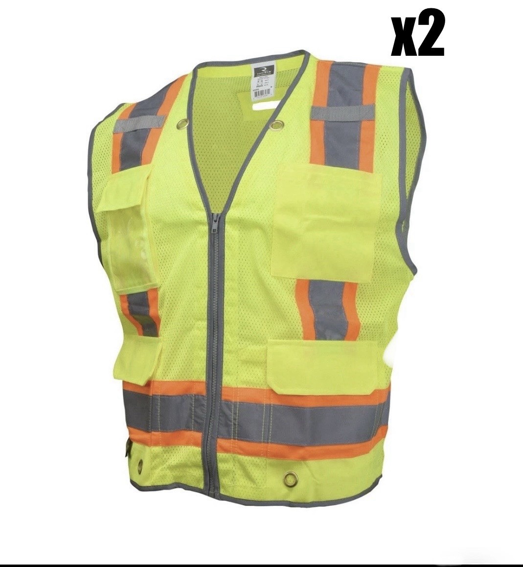 2 Pack Radians Radwear SV6H Heavy Duty Surveyor Safety Vests - Size Large - NEW