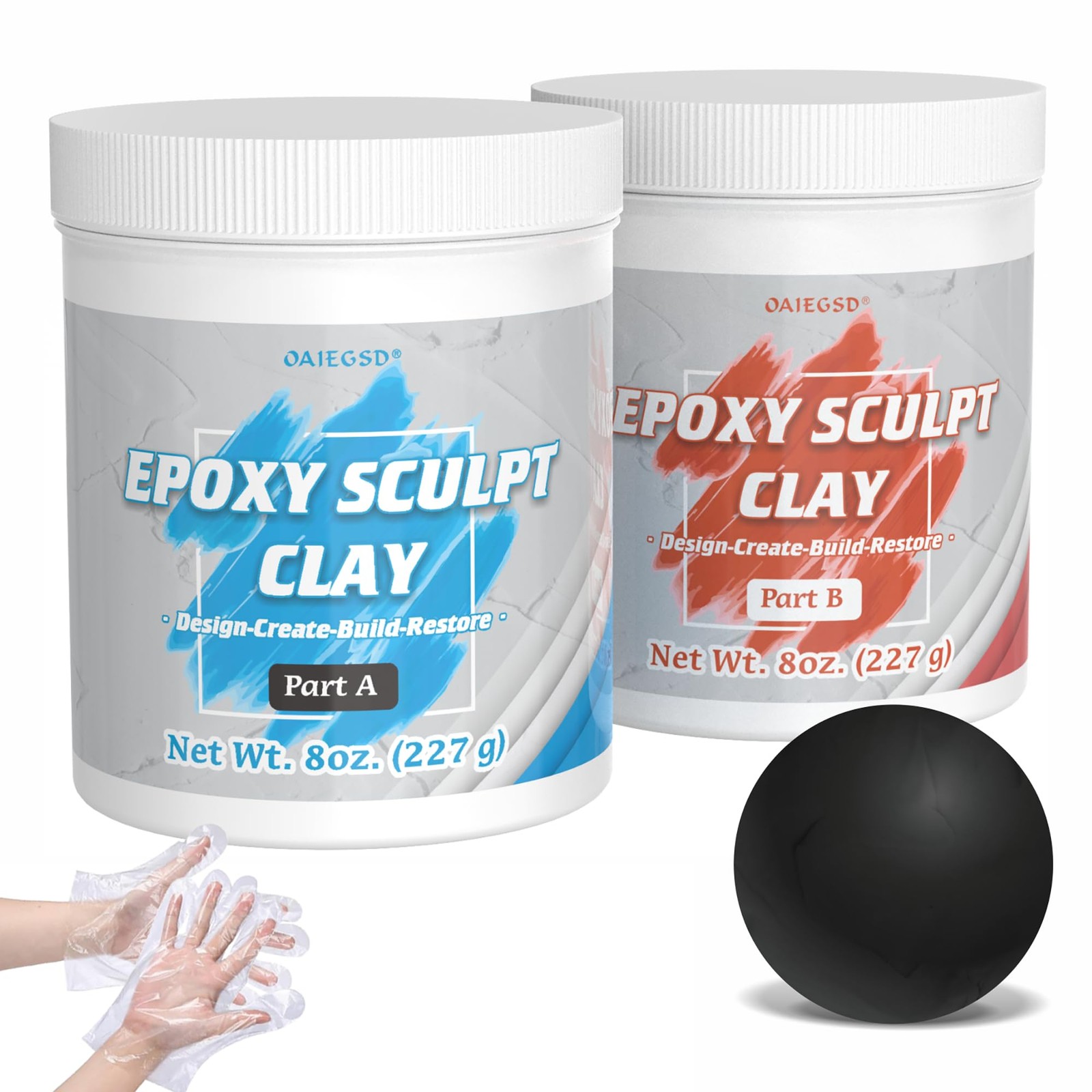 1 Pound Black Epoxy Putty Sculpt Clay, 2 Part (A & B) Modeling 1 Pound,