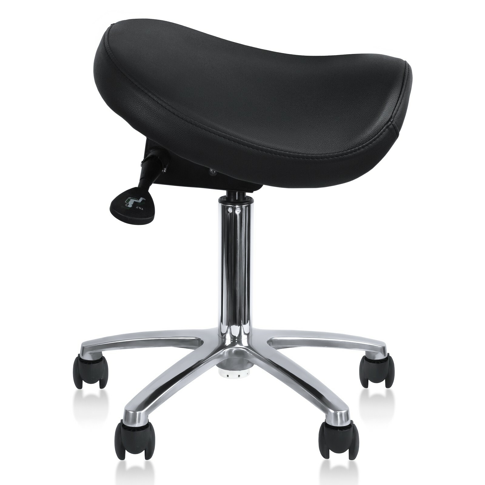 Adjustable Back Less Ergonomic Rolling Saddle Stool Chair with Tilting Seat