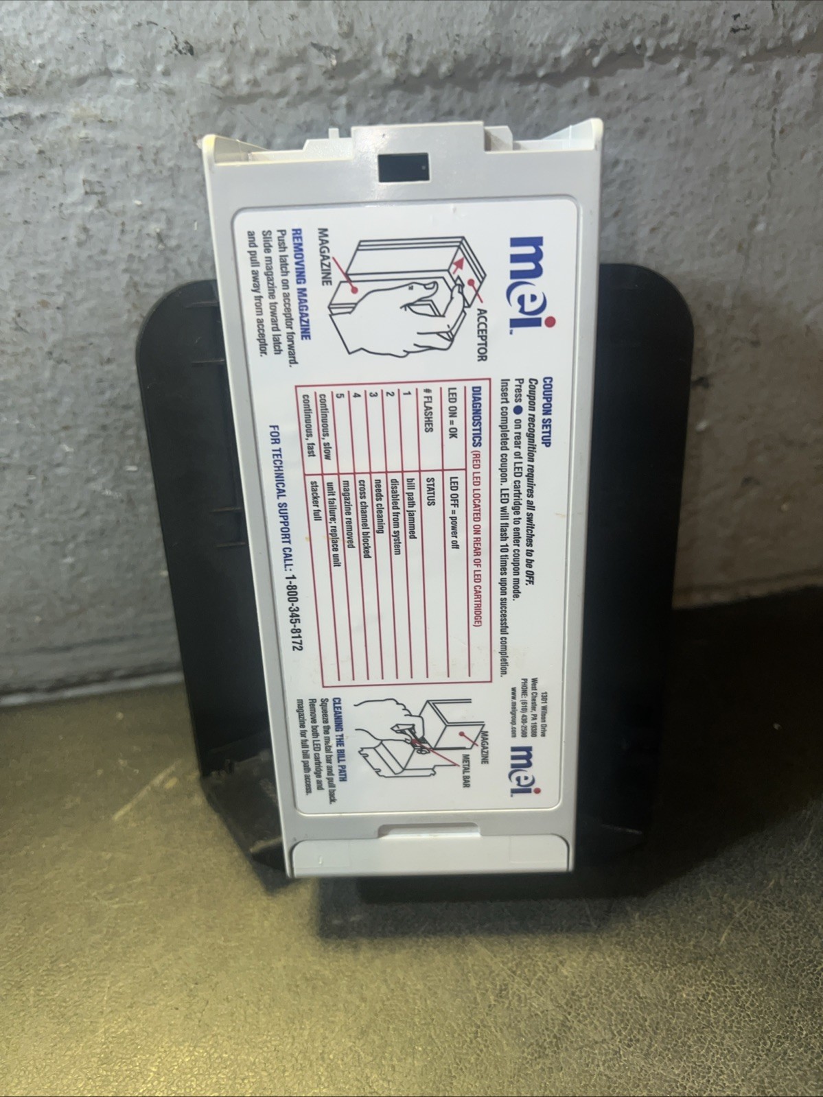 Mars MEI 500 stacker note box for bill acceptor validator GREY N/P 250026180