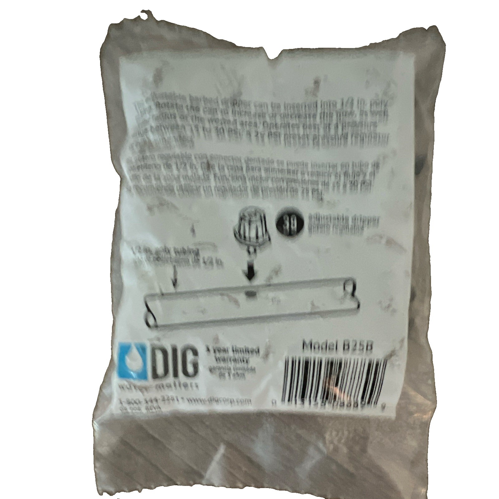 DIG Drip Emitter Adjustable Flow 0-14 GPH 25 Pack Black Plastic B25B