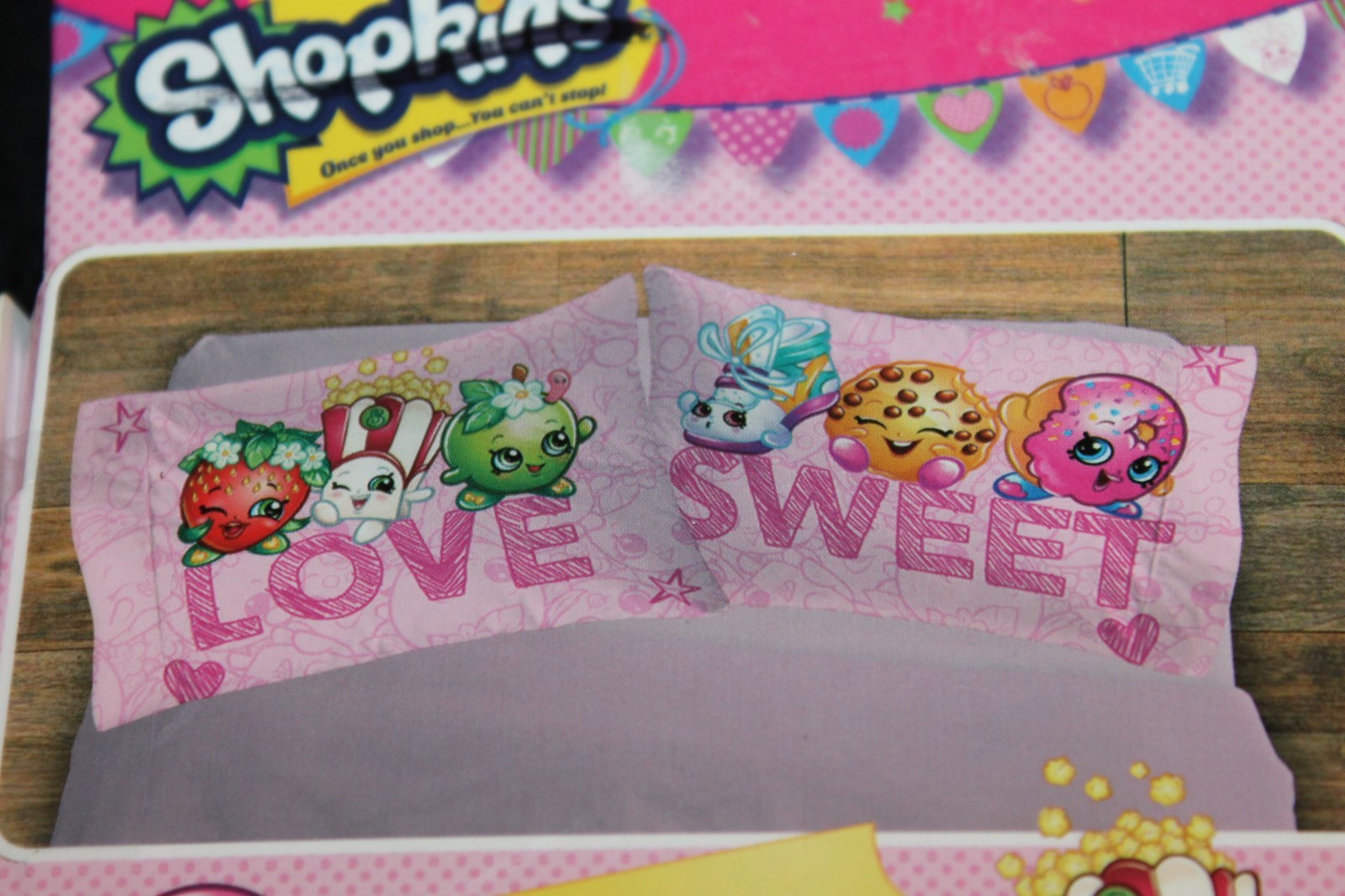 Shopkins Pillowcase LOVE SWEET girls bedding new #31379