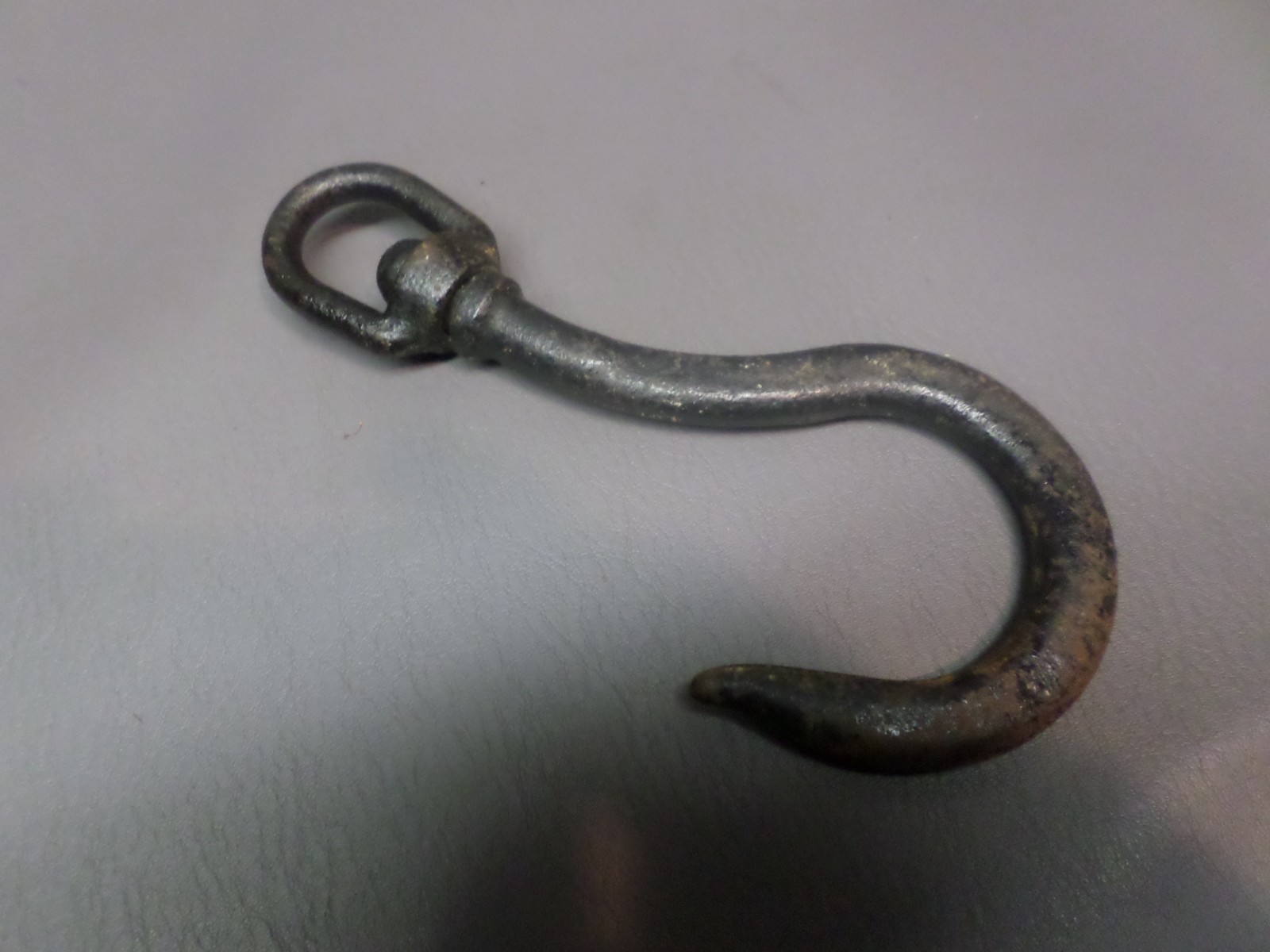 ANTIQUE BLACKSMITH HAND FORGED 7" IRON HOOK
